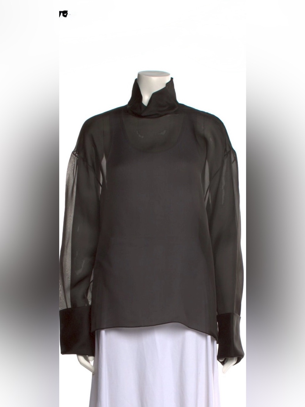The Row Karlee Black Silk Organza High  Neck  Blouse size Small